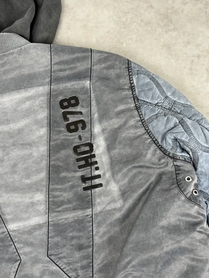 Diesel Hooded Grey Quilted Sleeves Bomber Jacket - Image 9