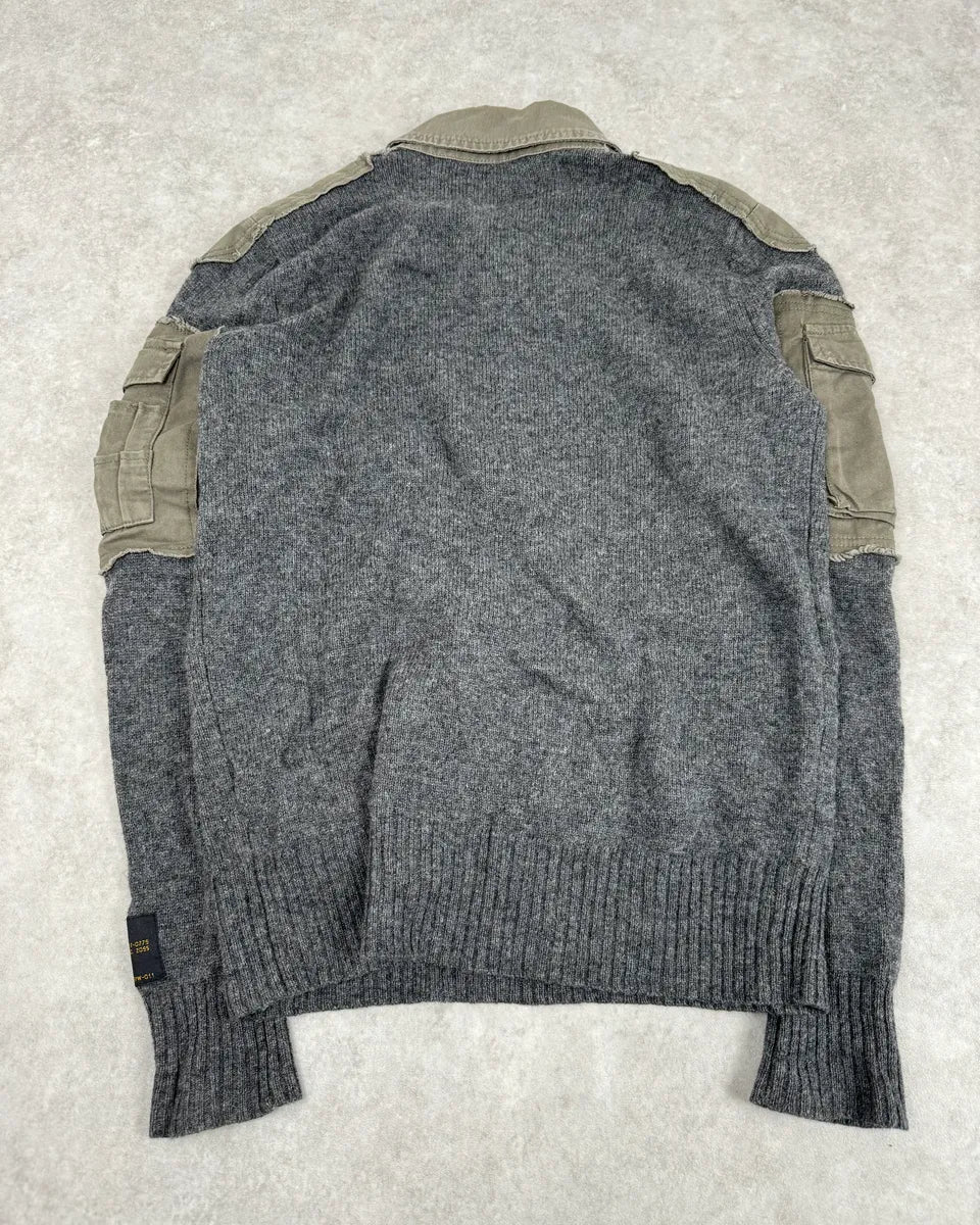 Diesel Khaki & Grey Military Wool Cargo Sweater - Image 8
