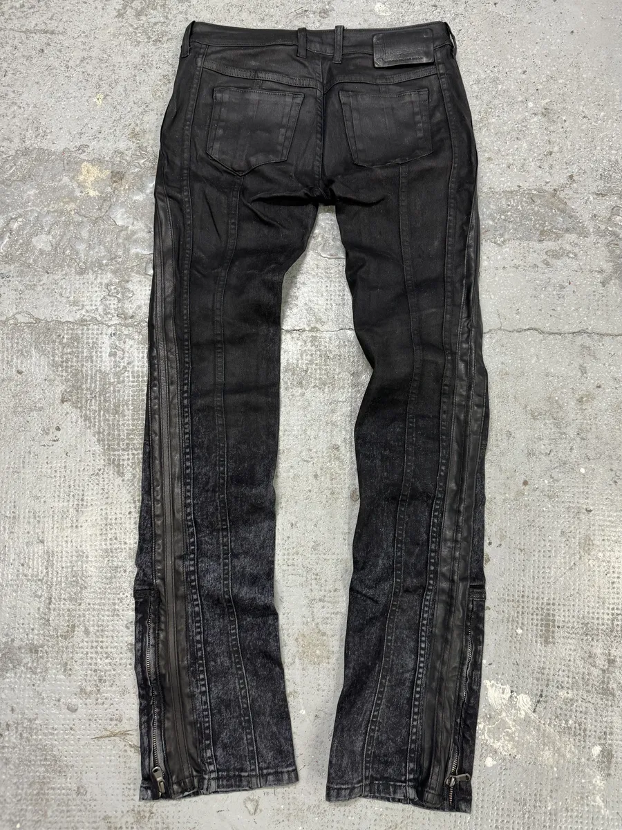 Diesel Leather Waxed Black Skinny Jeans - Image 2