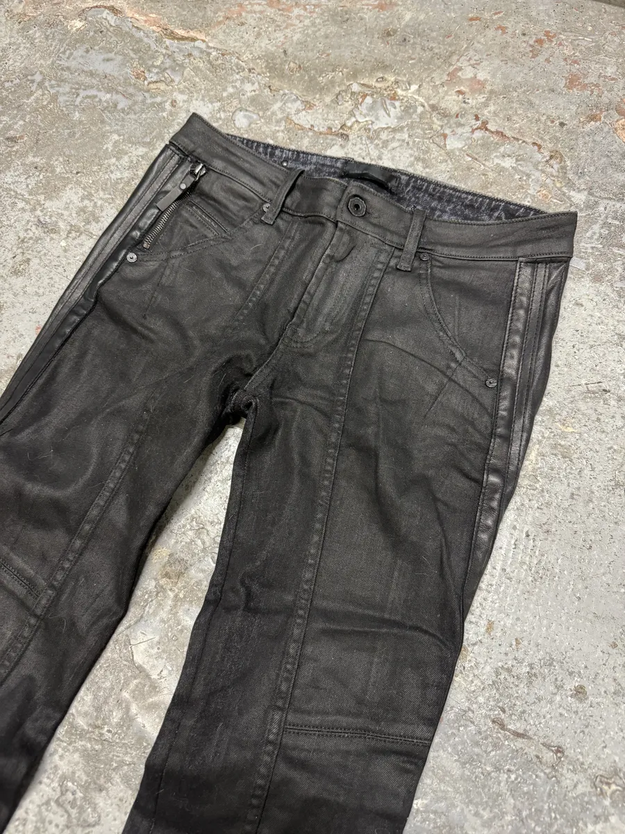 Diesel Leather Waxed Black Skinny Jeans - Image 3