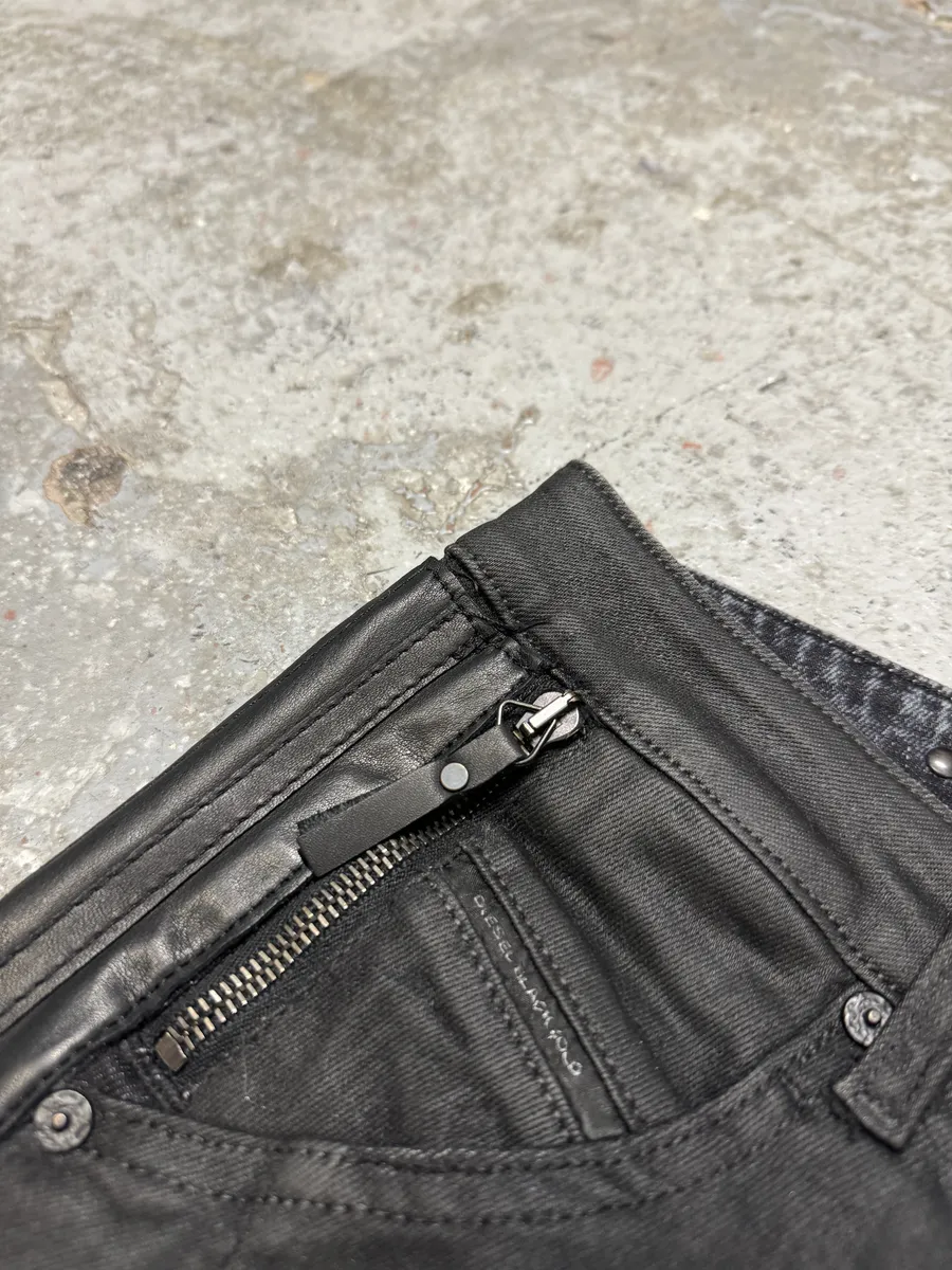 Diesel Leather Waxed Black Skinny Jeans - Image 5