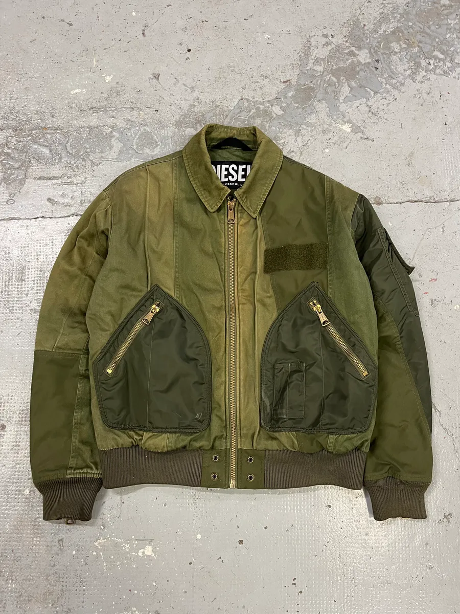 Diesel Olive Green Combat Bomber Jacket - Image 3