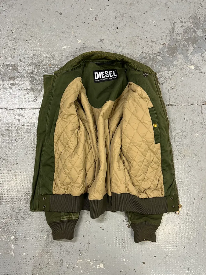 Diesel Olive Green Combat Bomber Jacket - Image 9
