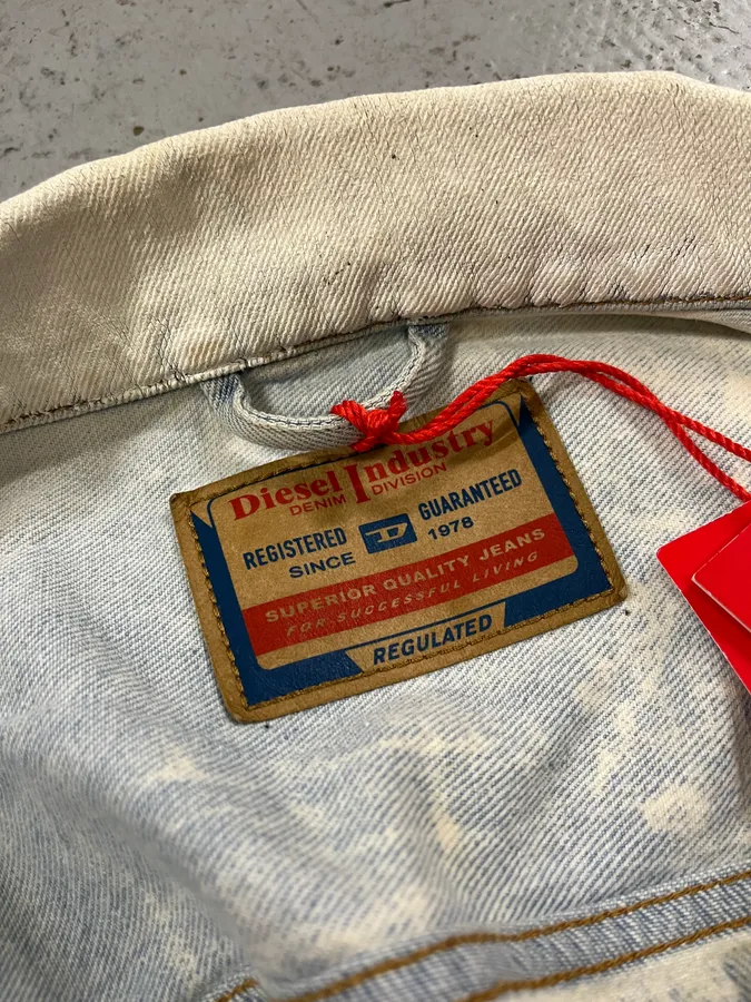 Diesel Overpainted Distressed Cream Denim Jacket - Image 11
