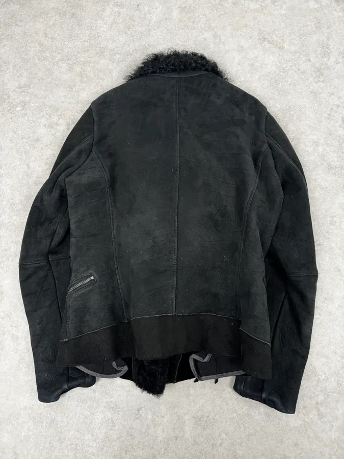 Diesel Sample Black Gold Astro Biker Shearling Asymmtrical Jacket - Image 4
