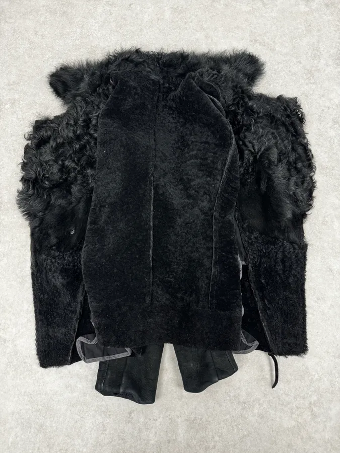Diesel Sample Black Gold Astro Biker Shearling Asymmtrical Jacket - Image 8