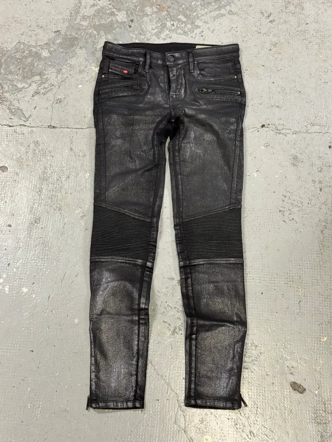Diesel Skinny Black Glitters Effect Biker Pants