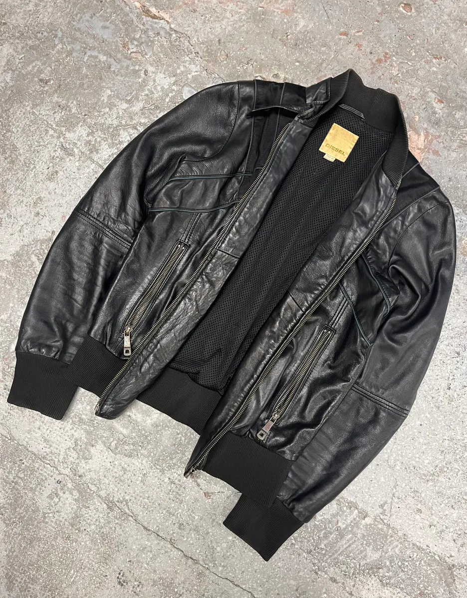 Diesel Speed Black Leather Bomber Jacket - Image 6