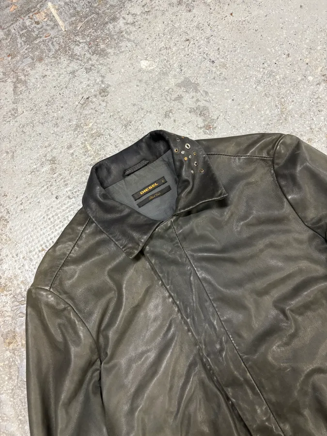 Diesel Studded Eyelet Grey Leather Jacket - Image 5