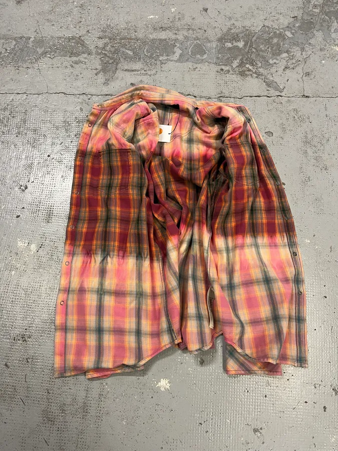 Diesel Summer Bleached Effect Western Checked Pink Shirt - Image 11