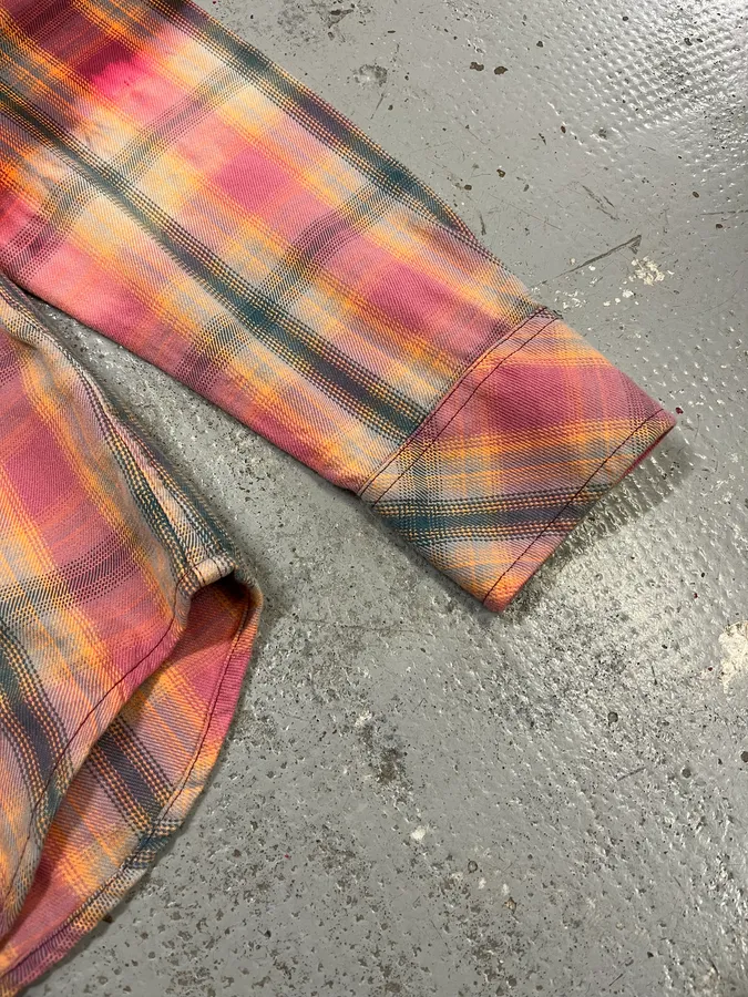 Diesel Summer Bleached Effect Western Checked Pink Shirt - Image 5