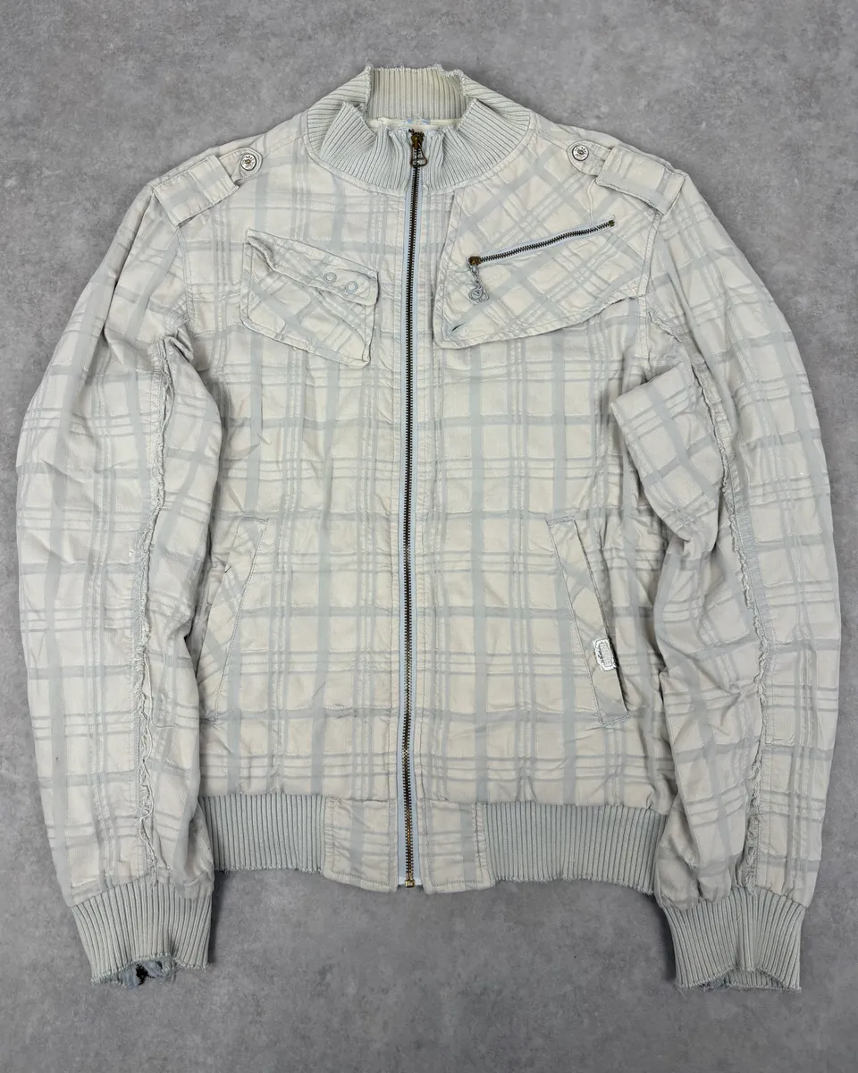 Diesel White Plaid Zip Jacket