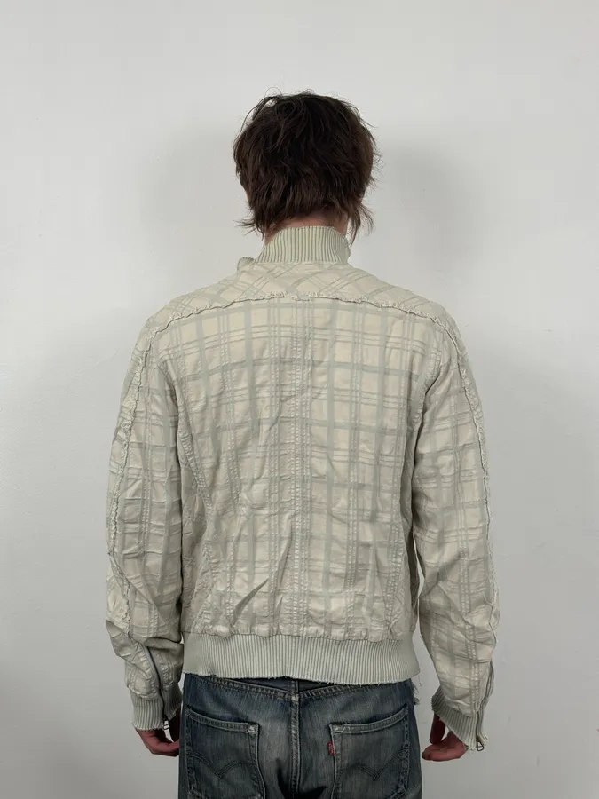 Diesel White Plaid Zip Jacket - Image 3