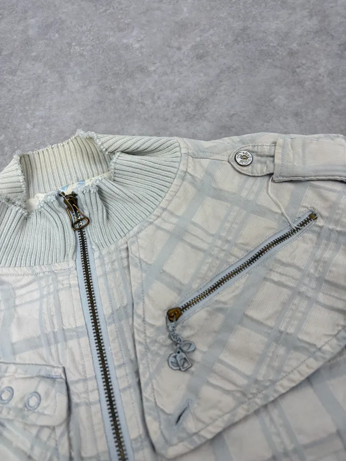 Diesel White Plaid Zip Jacket - Image 4