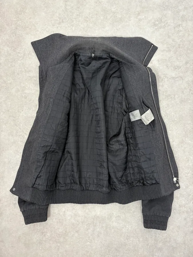 Dior Anthracite High Neck Bombers Jacket - Image 8