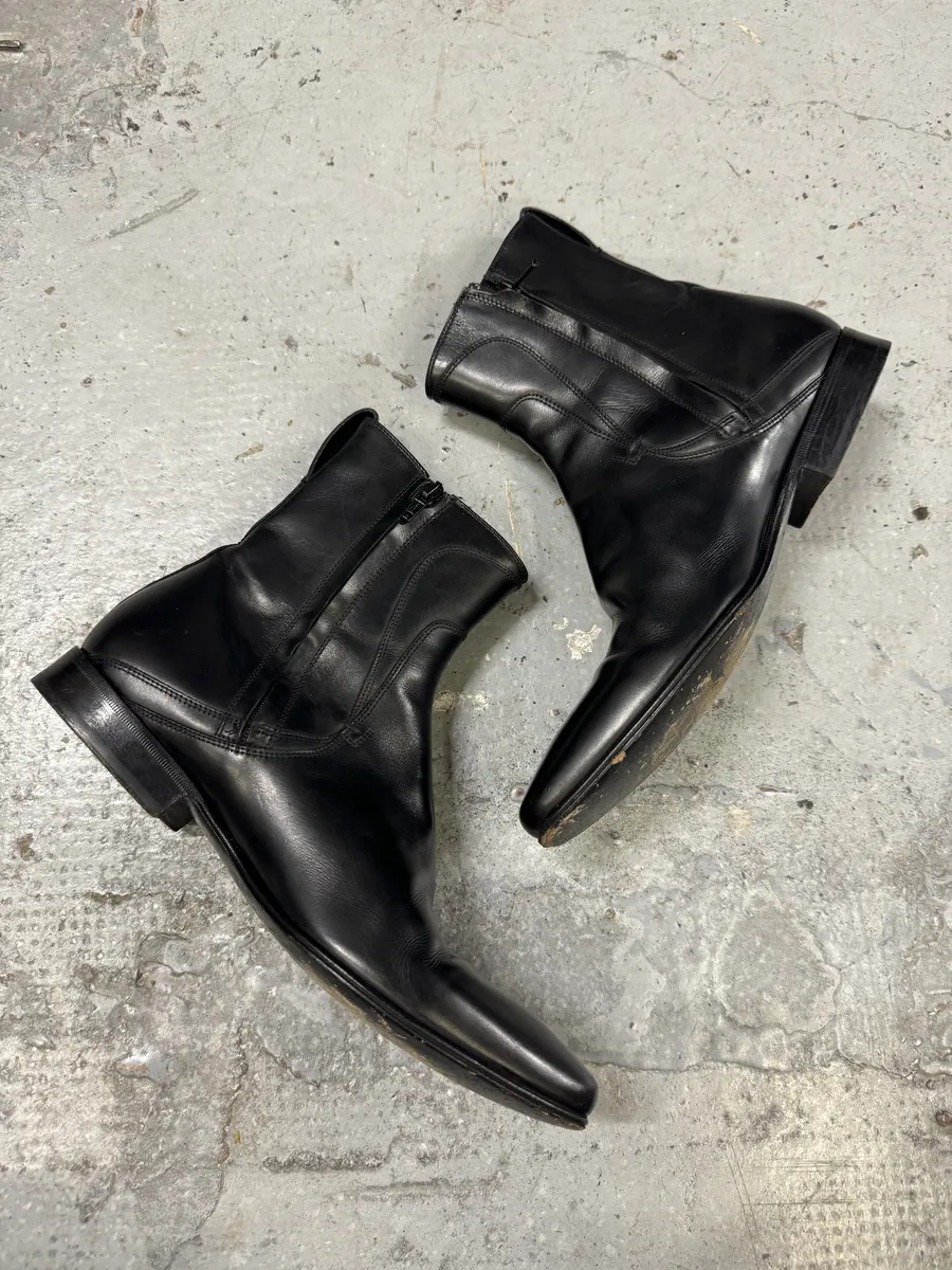 Dior Black Leather Minimalist Boots - Image 7