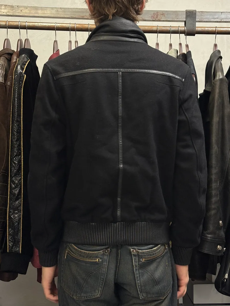 Dior Black Wool & Leather Zip-up Jacket - Image 3