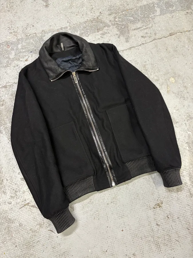 Dior Black Wool & Leather Zip-up Jacket - Image 4
