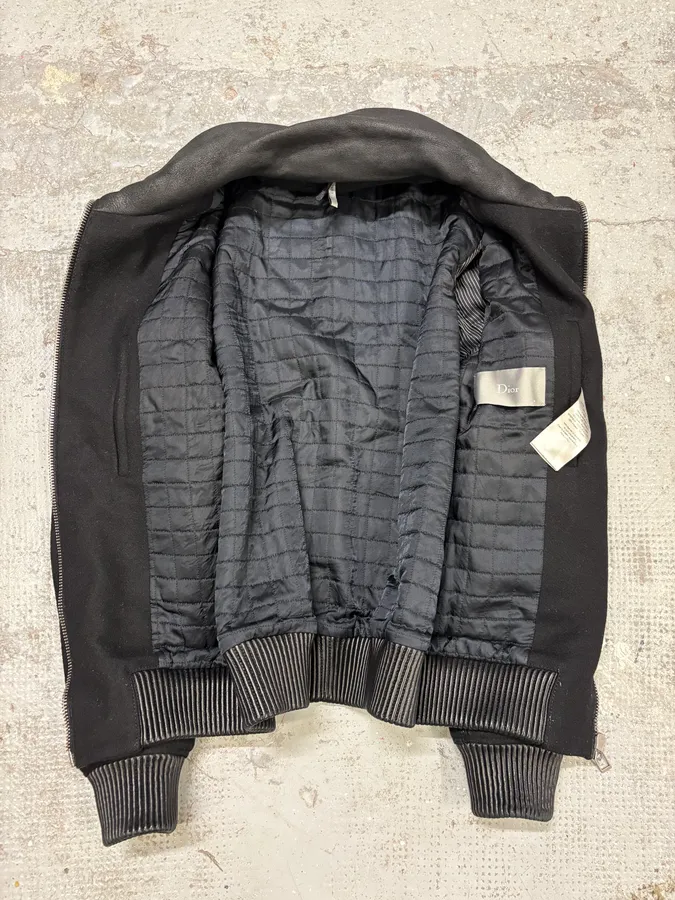 Dior Black Wool & Leather Zip-up Jacket - Image 7