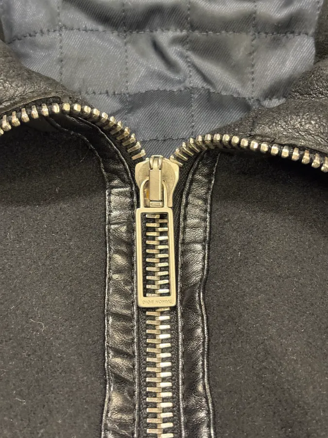 Dior Black Wool & Leather Zip-up Jacket - Image 9