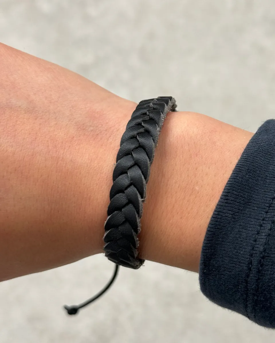 Dior Black Woven Ajustable Leather Bracelet - Image 3