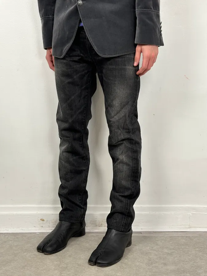 Dior Faded Black Distressed Denim Jeans - Image 3