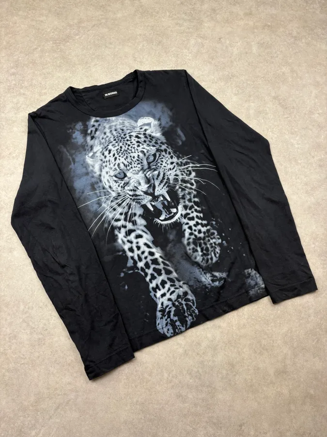 Dirk Bikkembergs Black Leopard Longsleeve T-Shirt - Image 4