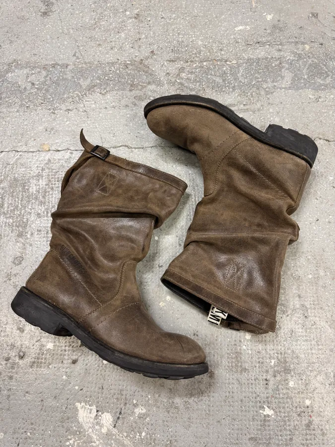 Dirk Bikkembergs Brown Leather Ankle Biker Boots - Image 9