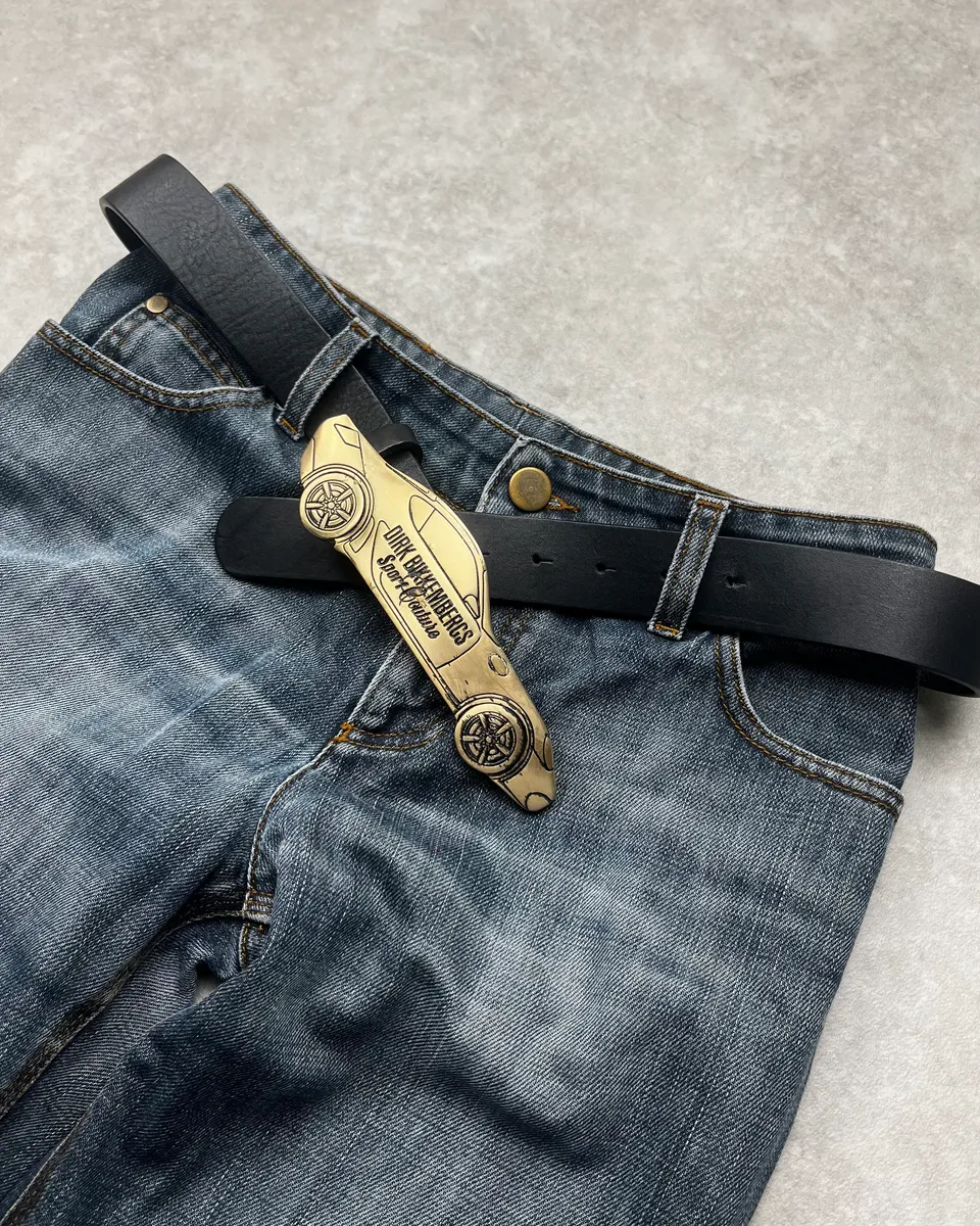 Dirk Bikkembergs Car Buckle Black Leather Belt - Image 2