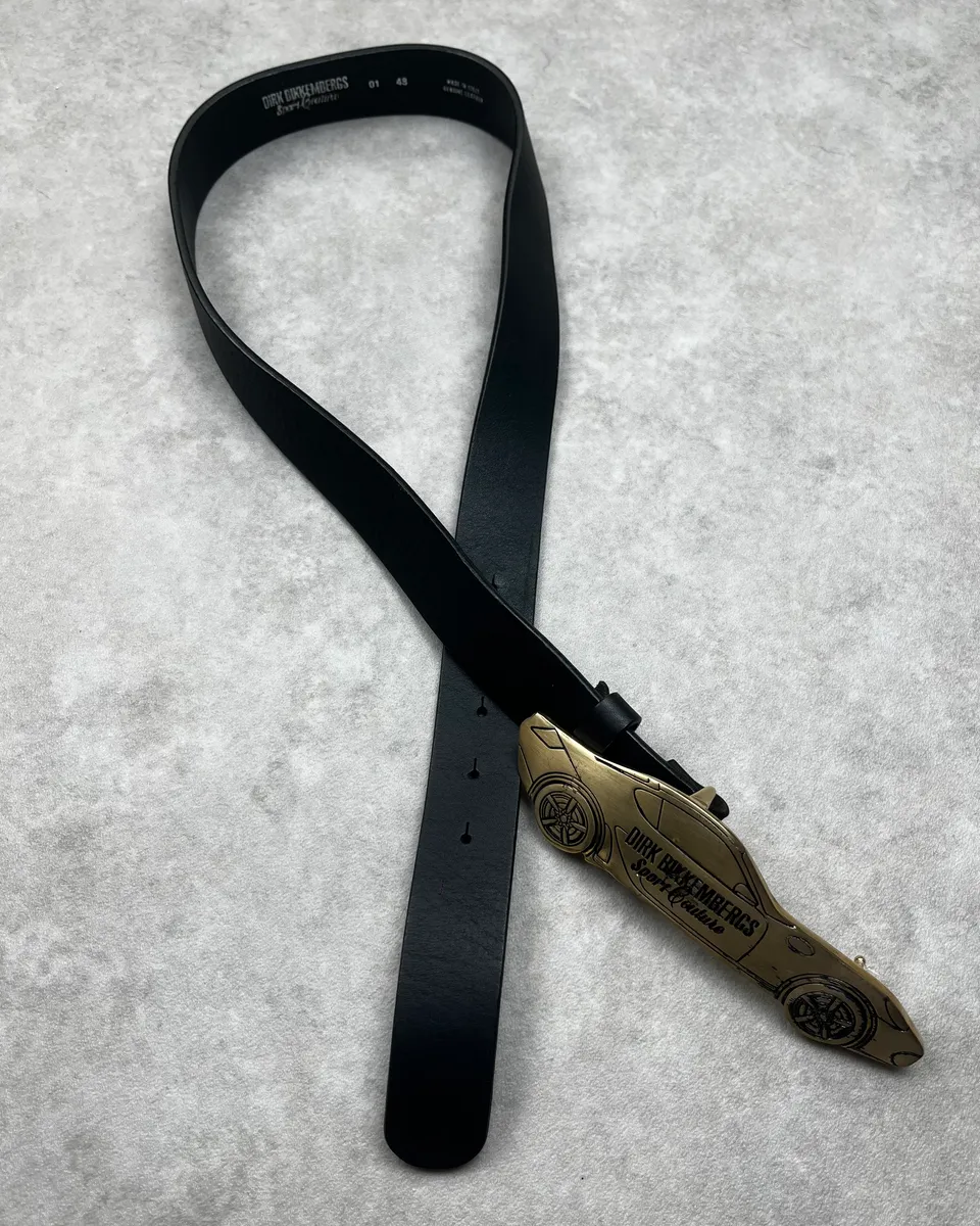 Dirk Bikkembergs Car Buckle Black Leather Belt - Image 3