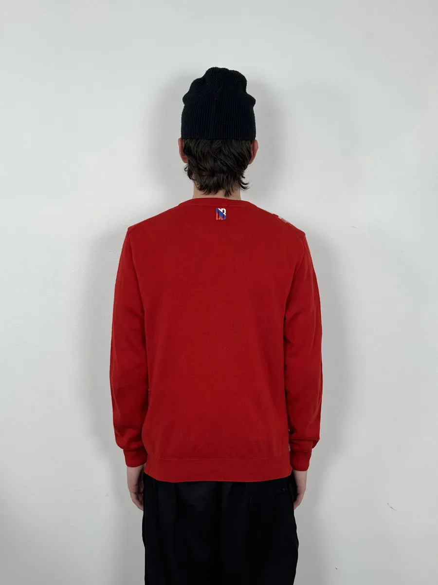 Dirk Bikkembergs Red Wool Checkered Sweater - Image 3
