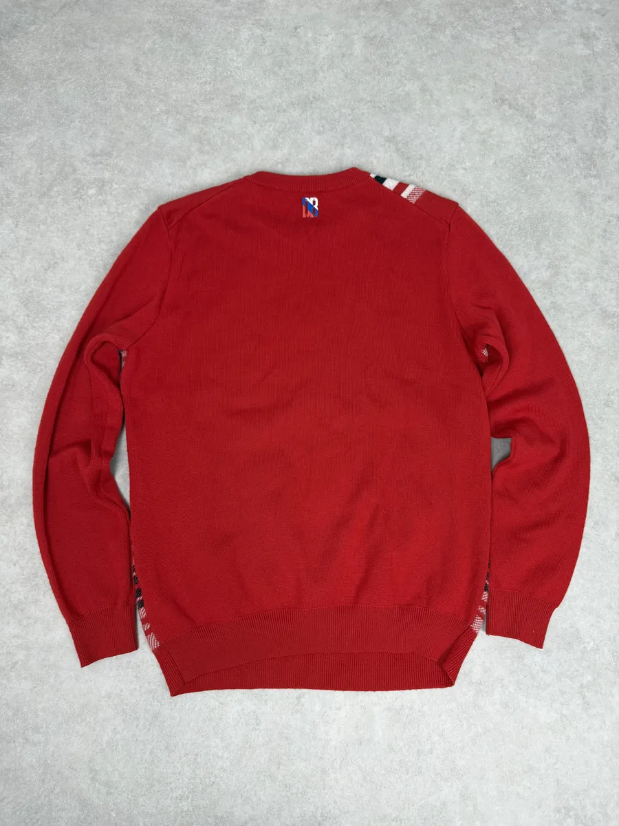 Dirk Bikkembergs Red Wool Checkered Sweater - Image 5