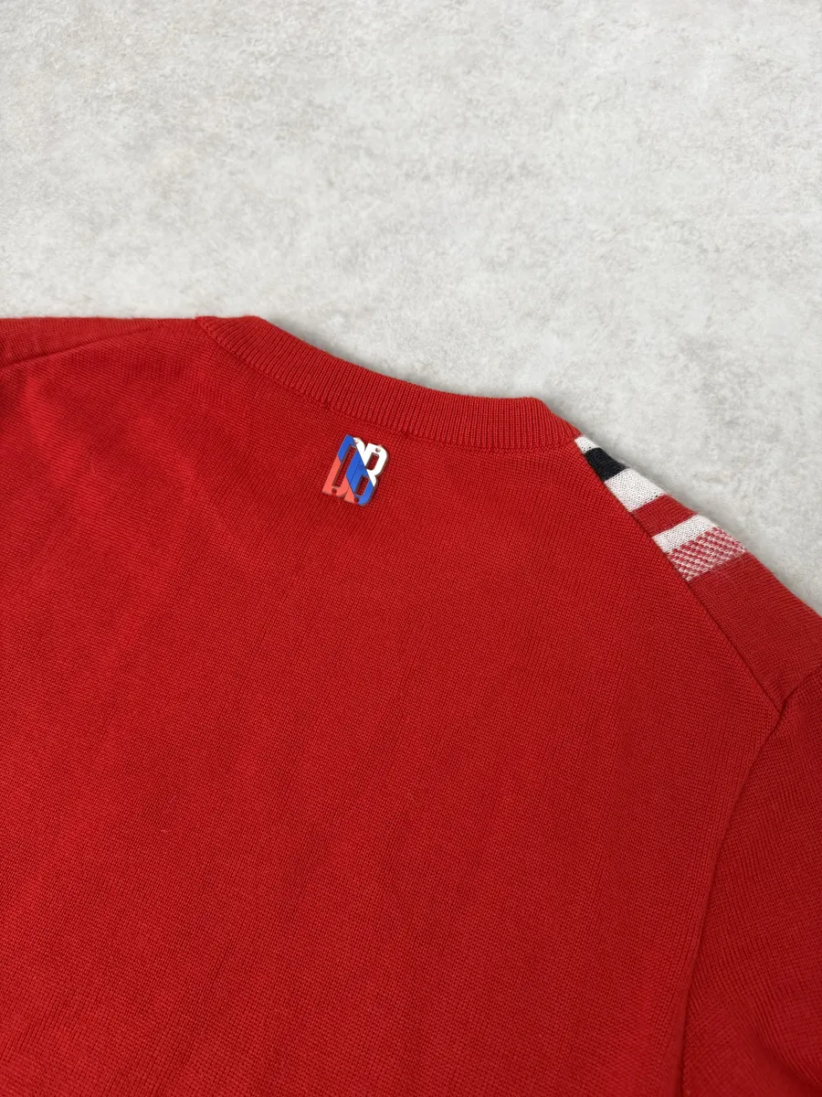 Dirk Bikkembergs Red Wool Checkered Sweater - Image 6