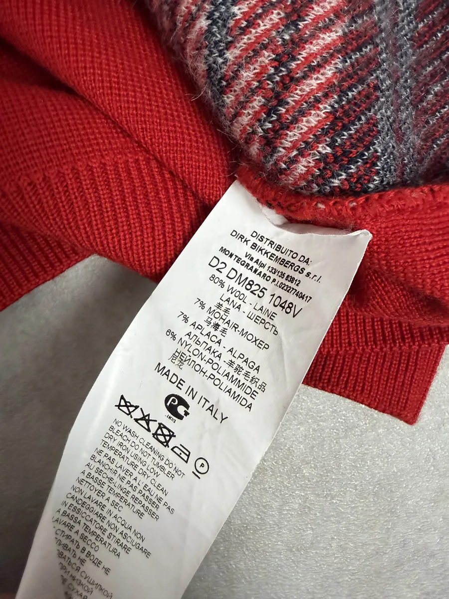 Dirk Bikkembergs Red Wool Checkered Sweater - Image 7