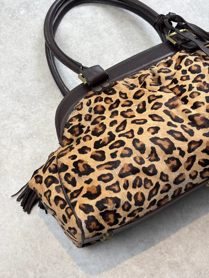 Dolce & Gabbana Beige Leopard Print Calf Hair Handle Bag - Image 8