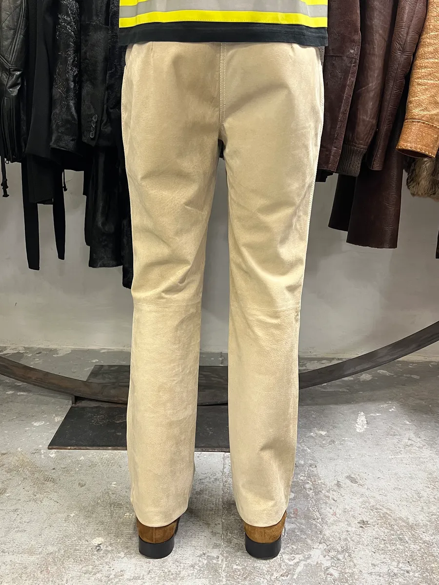 Dolce & Gabbana Beige Suede Leather Pants - Image 4