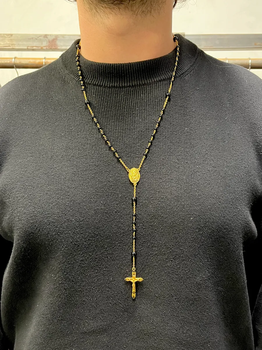 Dolce & Gabbana Black & Gold Rosary Necklace - Image 2