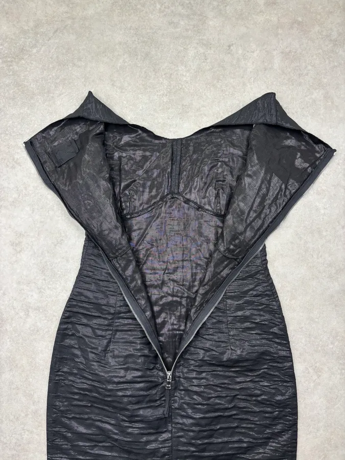 Dolce & Gabbana Black Linen Ruched Dress - Image 8