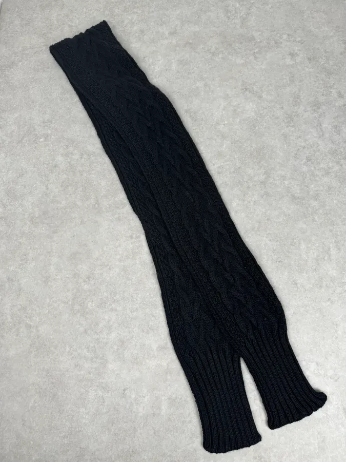 Dolce & Gabbana Black Wool Cable Knit Scarf - Image 6