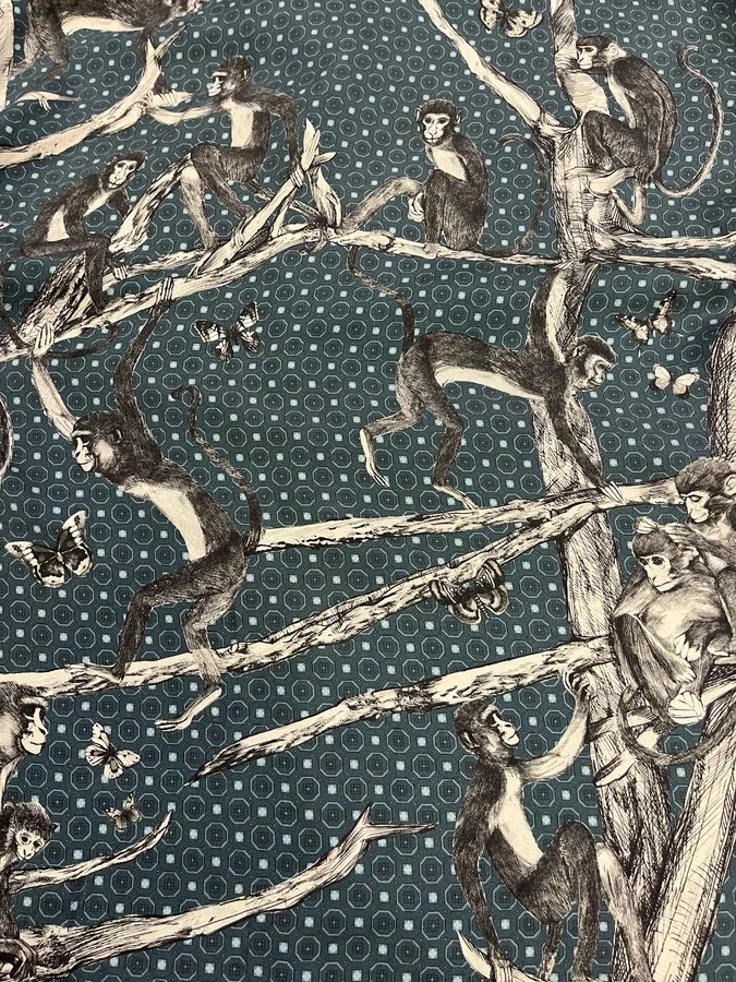 Dolce & Gabbana Blue Monkey Silk Shirt - Image 7
