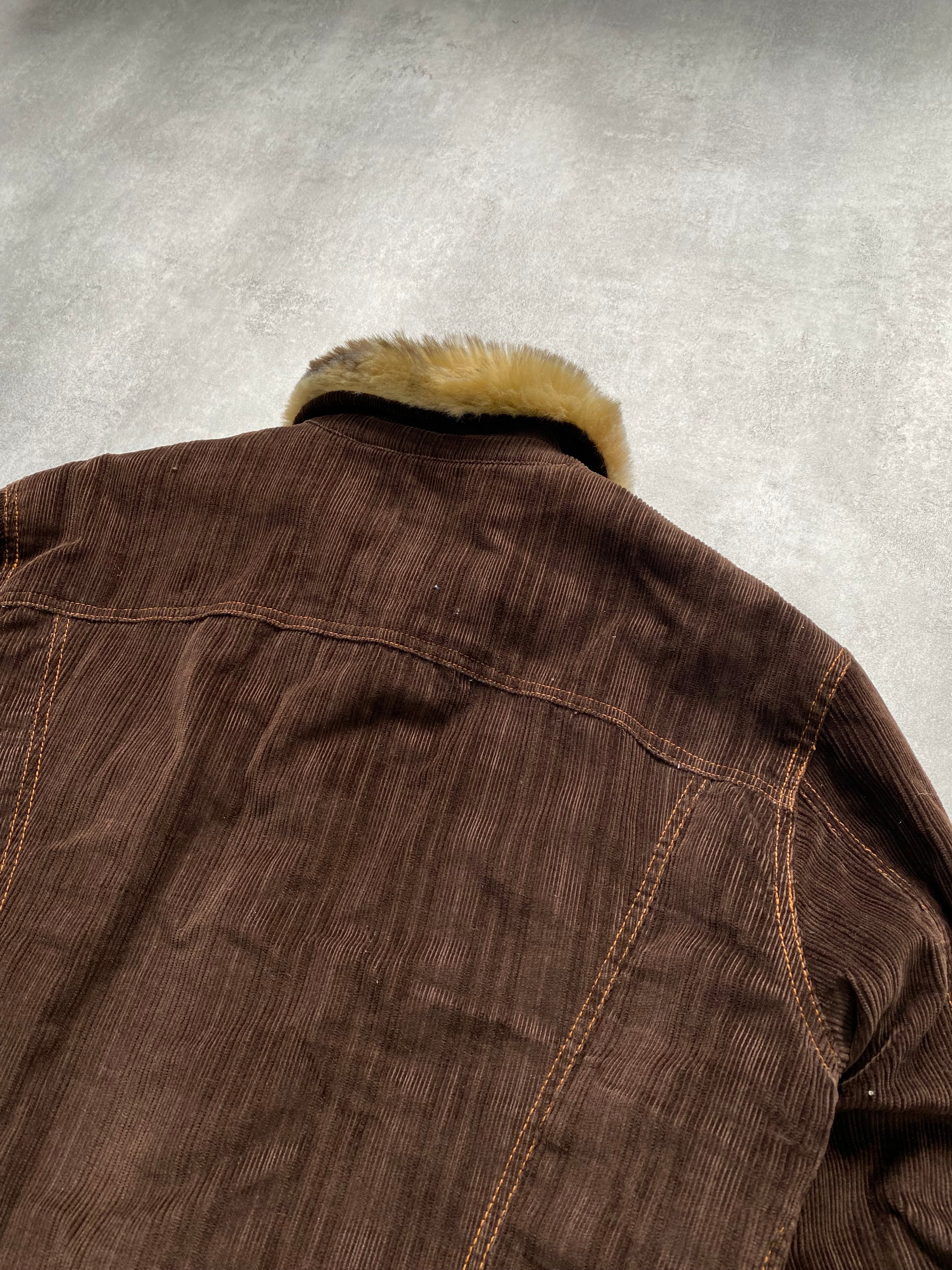 FW2001 Dolce & Gabbana Fur Striped Corduroy Jacket (M/L) - Image 5