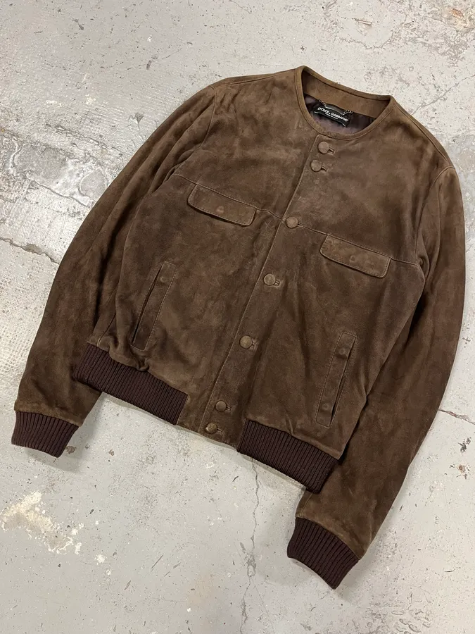 Dolce & Gabbana Brown Suede Simple Jacket - Image 5