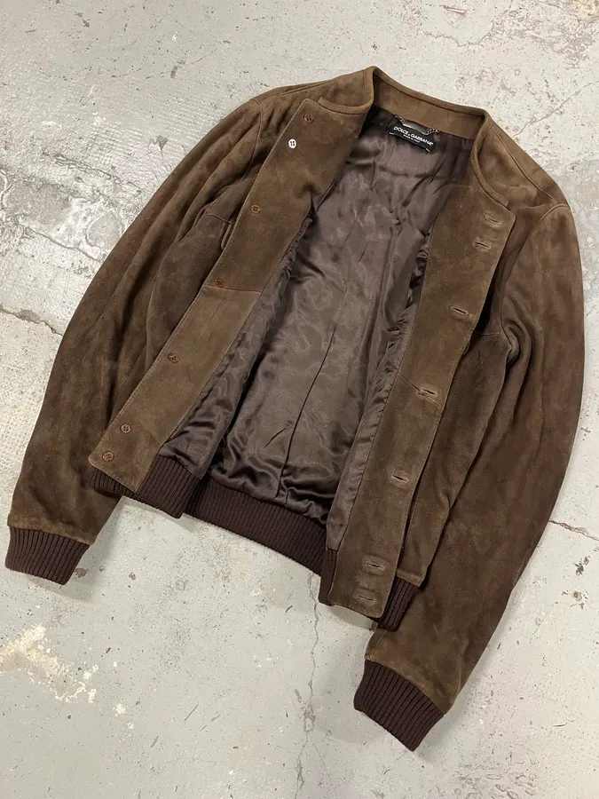 Dolce & Gabbana Brown Suede Simple Jacket - Image 6