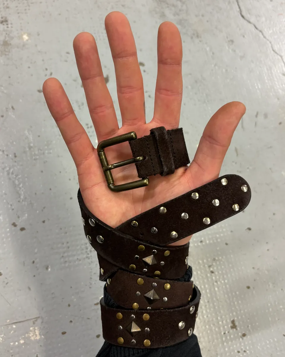 Dolce & Gabbana Brown Suede Studded Belt