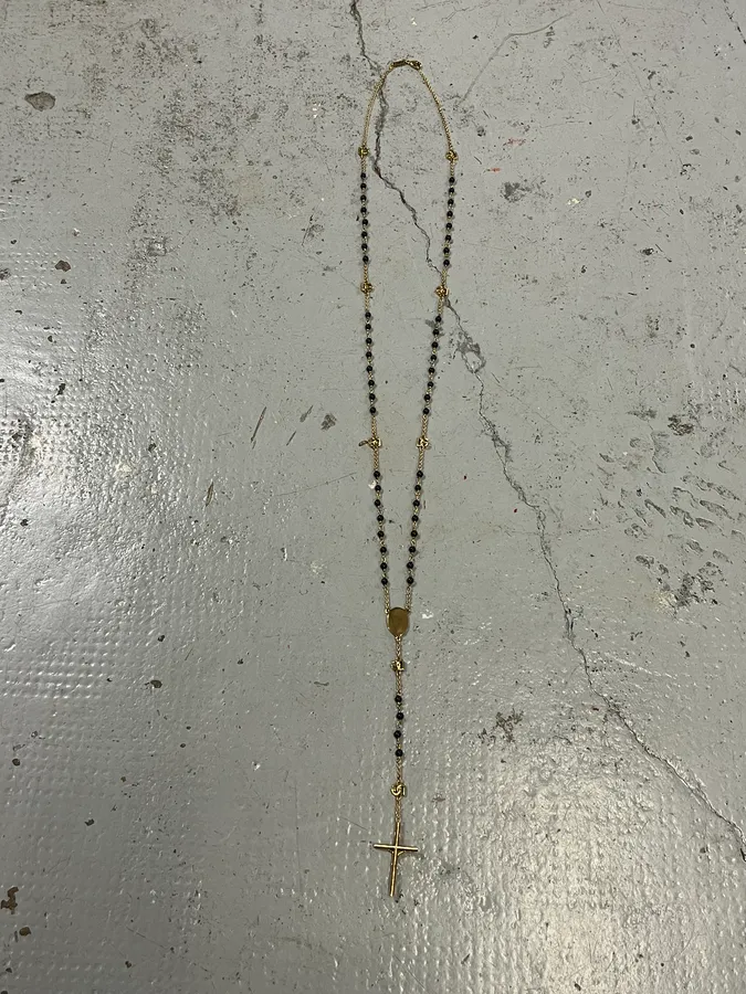 Dolce & Gabbana Cross Black & Gold Rosary Necklace - Image 7