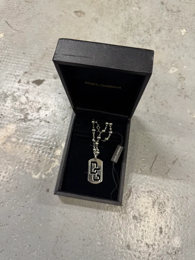 Dolce & Gabbana DG Dog Tag Sliver Necklace Ball Chain - Image 3
