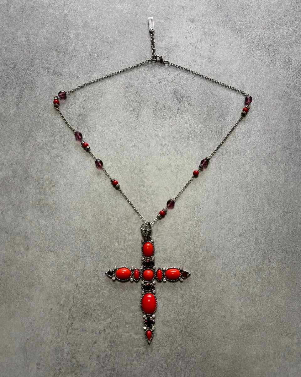 Dolce & Gabbana Fantasy Red Cross Pendant Necklace