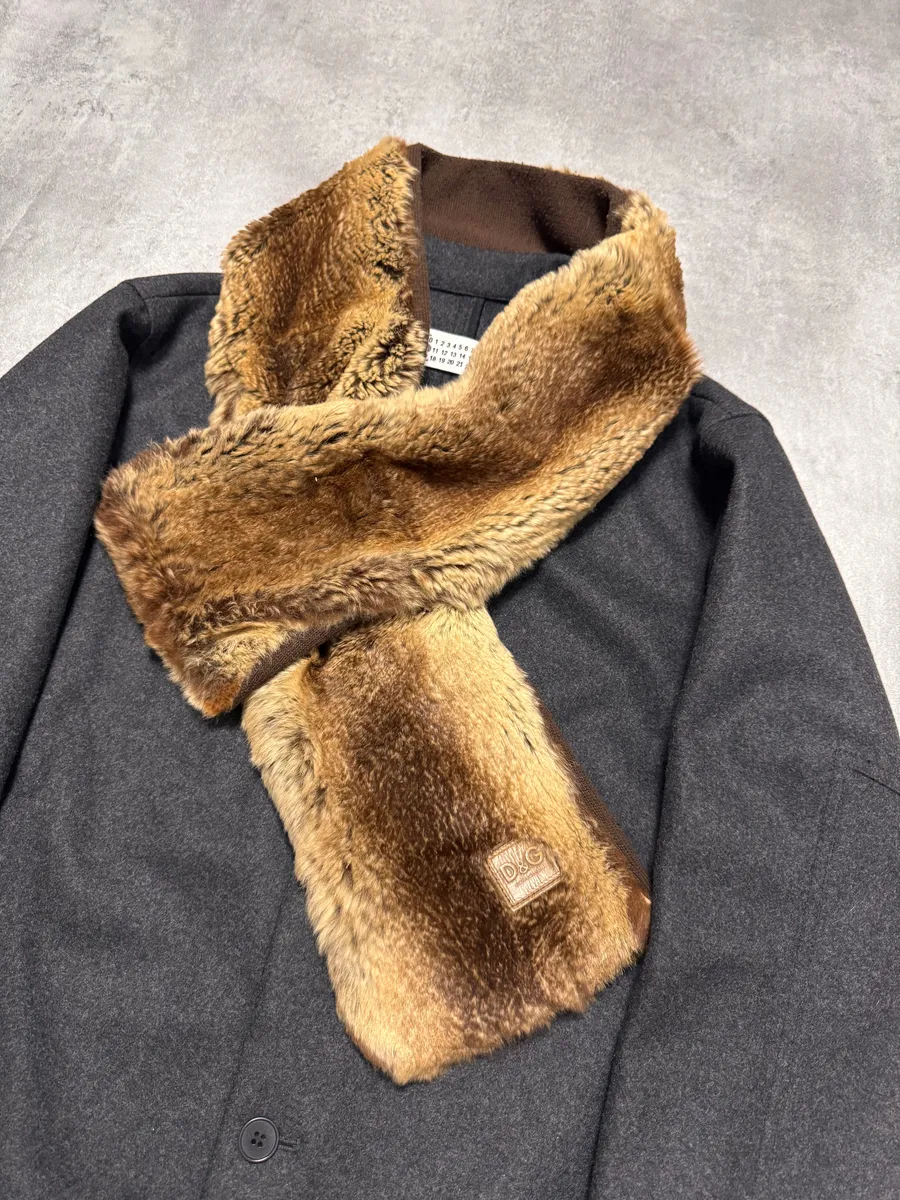 Dolce & Gabbana Faux-Fur Brown Scarf