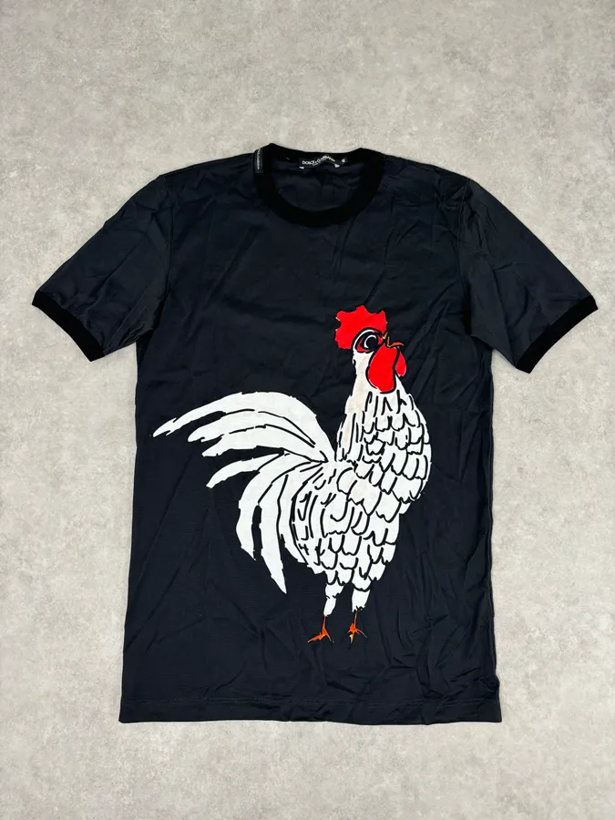 Dolce & Gabbana Frenchie Rooster Black T-Shirt
