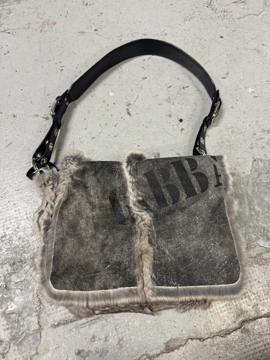 Dolce & Gabbana Fur Grey Leather Shoulder Bag